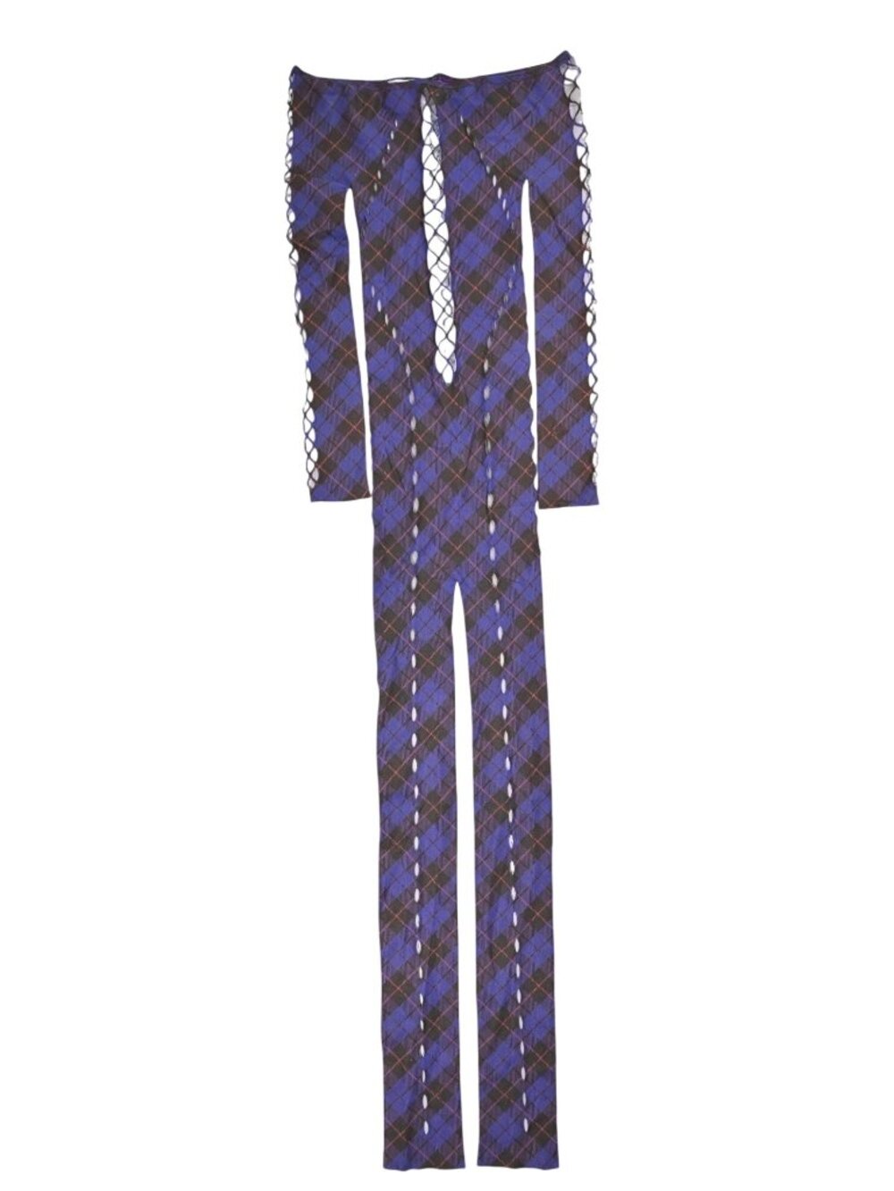 Sinead Gorey Printed Argyle Cut-Out Jumpsuit in Purple